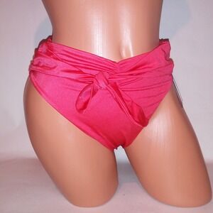 Victoria Secret Swim Bikini Bottom Small High Waist Cheeky Coral Front Tie New